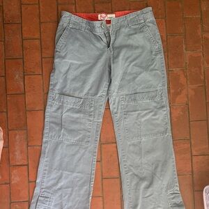 Y2K Gray Roxy Cargo Pants, 6 100% cotton, comfort, pockets, wide leg, low waist